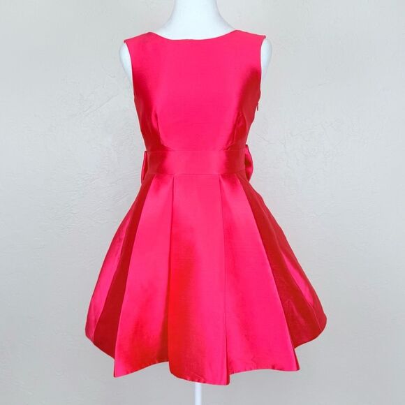 Kate Spade Open Back Bow Mini Party Dress in Pink Silk Blend Size 0 - Picture 1 of 16